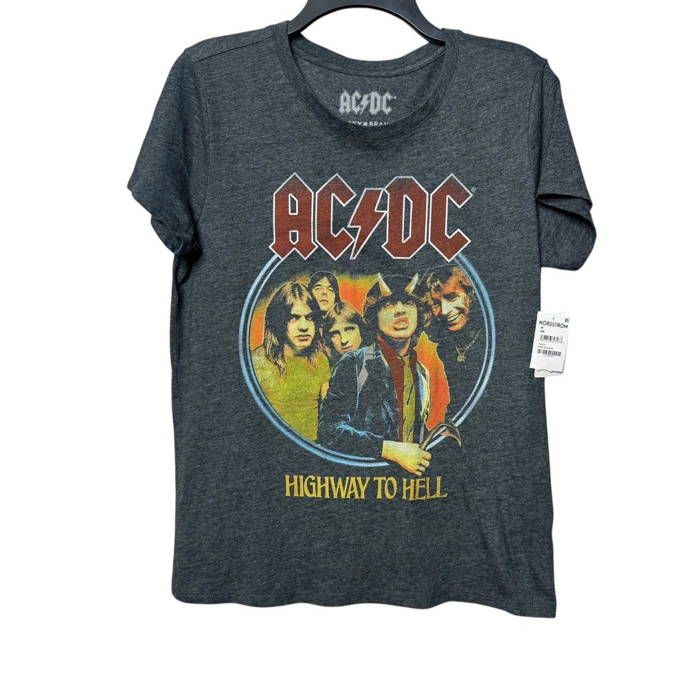 Lucky Brand ACDC Highway To Hell‎ NWT T-Shirt  1979 World Tour Gray Sz Medium